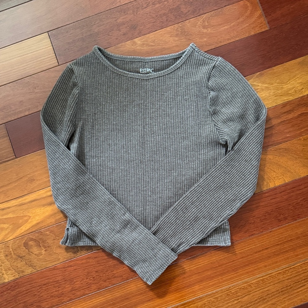 Pacsun Brown Ribbed Long Sleeve Top